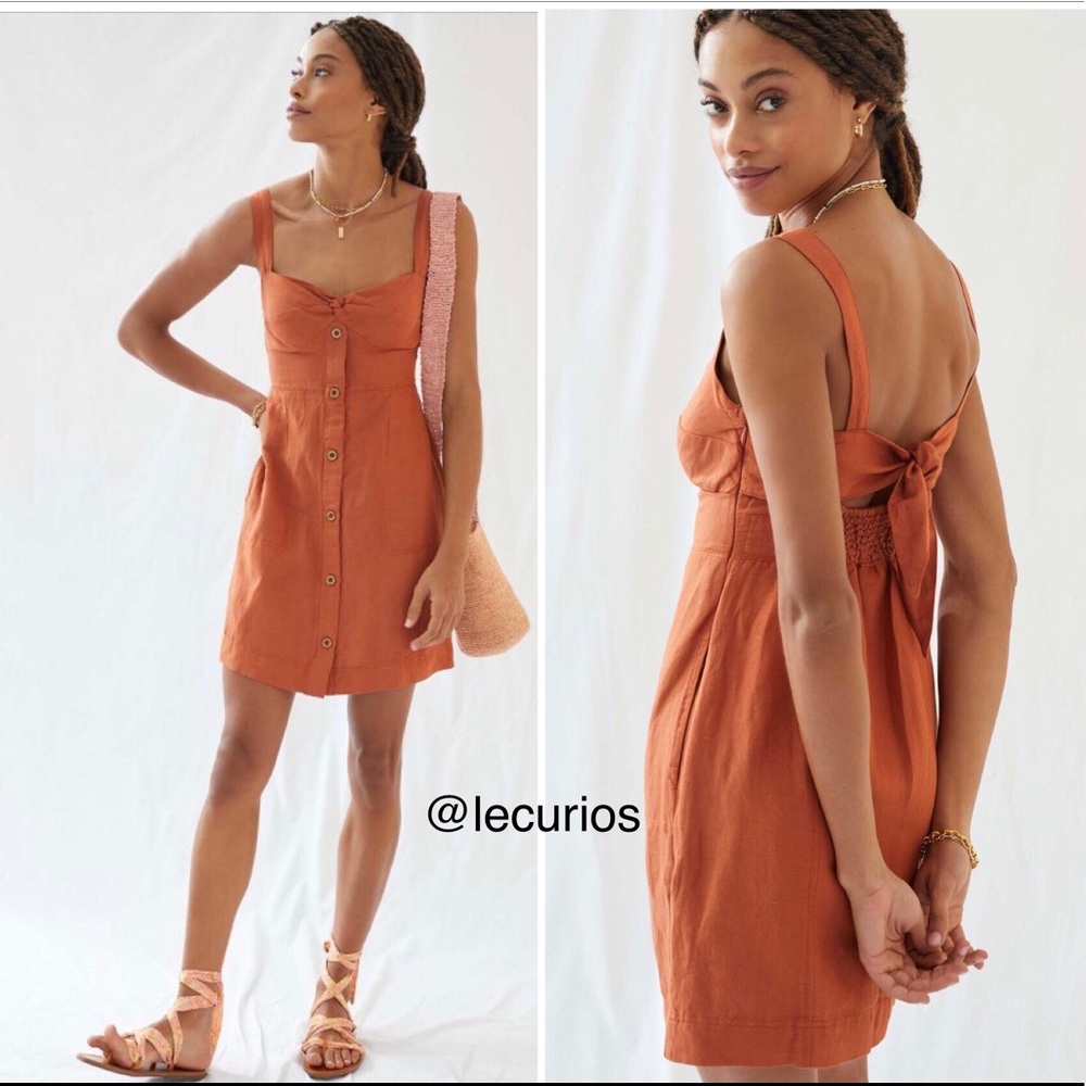 NWT Anthropologie Twist-Front Mini Dress.  Brown color